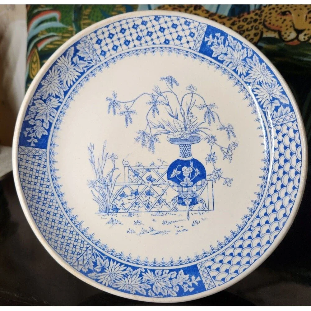 Antique Copeland Compote KEW Pattern Tazza W T & SONS Comport Floral Blue White